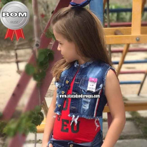 Colete Jeans Infantil Destroyed P/M/G/ 4 a 7 Anos