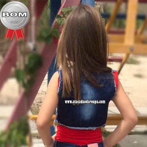 Colete Jeans Infantil Destroyed P/M/G/ 4 a 7 Anos