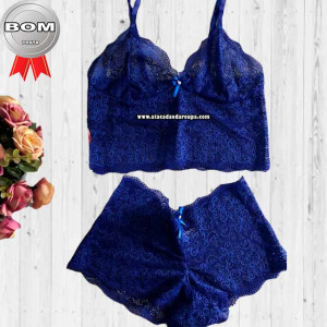 Lingerie Shortinho de Renda Sem Bojo M 