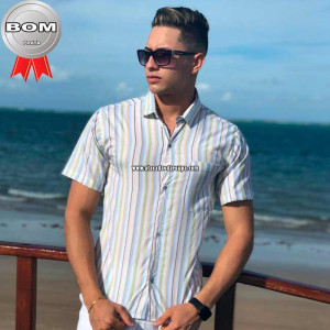 Camisa Social Listrada Masculina P/M/G