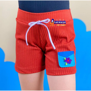 Short Infantil Malha Canelada Lacinho