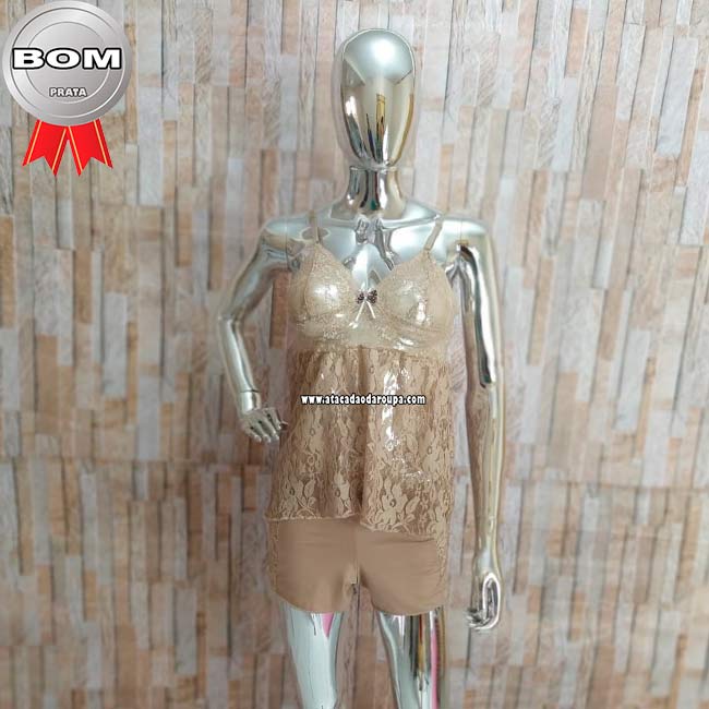 Short Dool Liso Renda Microfibra