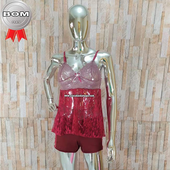 Short Dool Liso Renda Microfibra