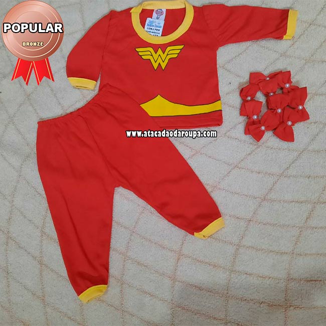 Conjunto Bebê Menina Personagens Algodão RN