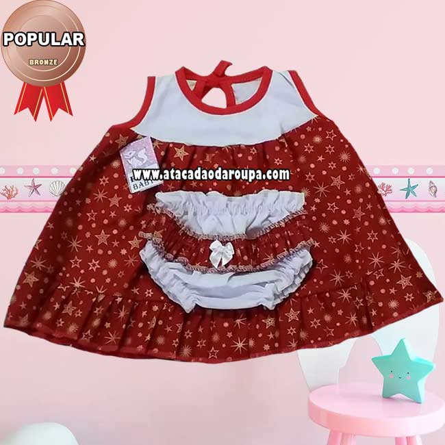 Vestido Bebê C/ Calçinha Algodão