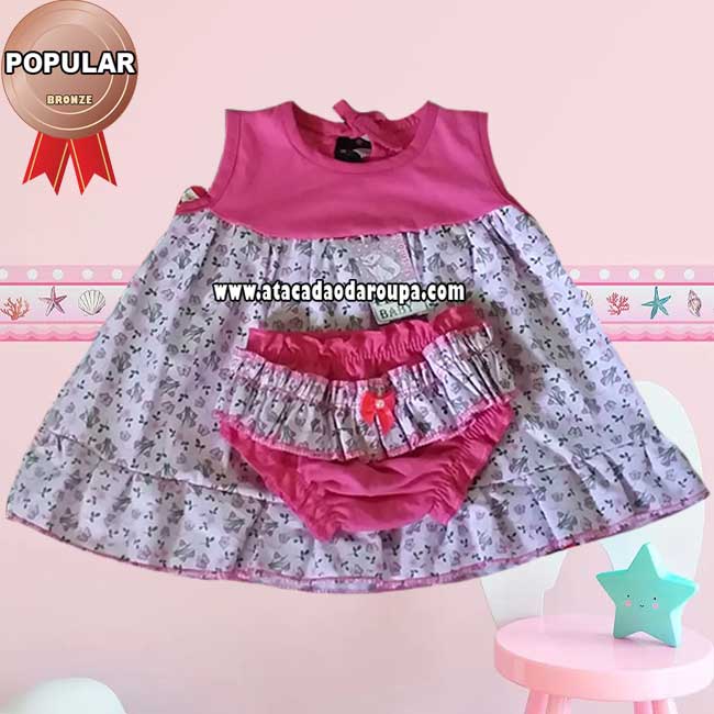 Vestido Bebê C/ Calçinha Algodão