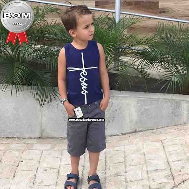 Bermuda Infantil Brim Lisa Com Regulador 2 a 8 Anos