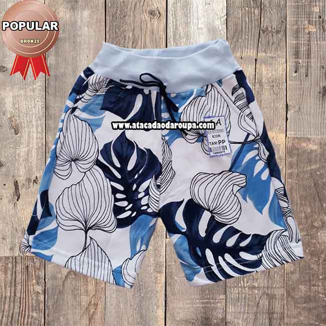 Short Infantil Moletom Estampado e Liso