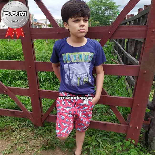 Short Infantil Moletom Estampado e Liso