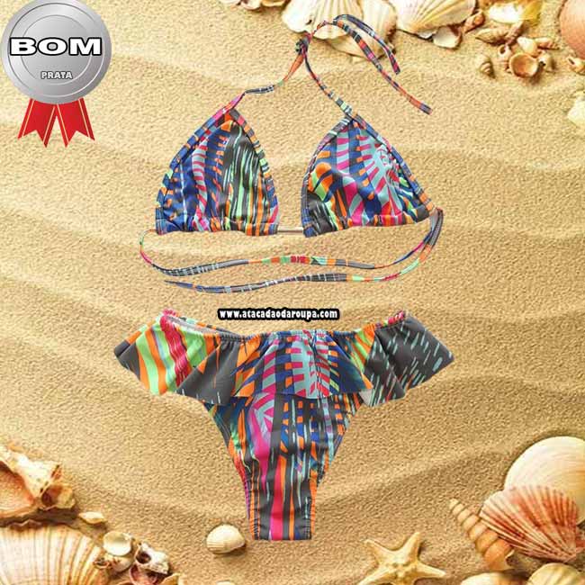 Biquini Cortininha Babado e Fio Dental