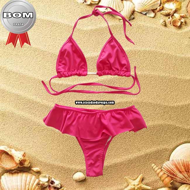 Biquini Cortininha Babado e Fio Dental