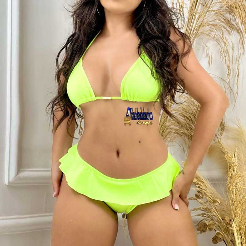 Biquini Cortininha Babado e Fio Dental
