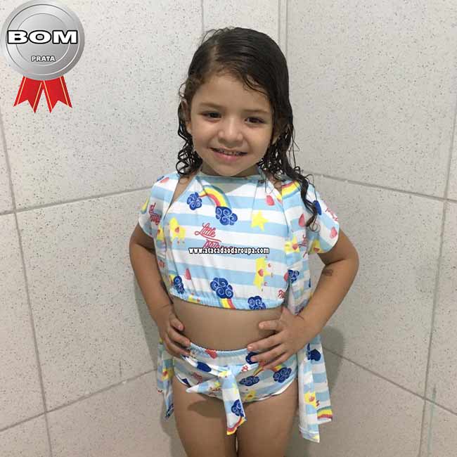 Biquini e Body Com Kimono 6 a 8 Anos