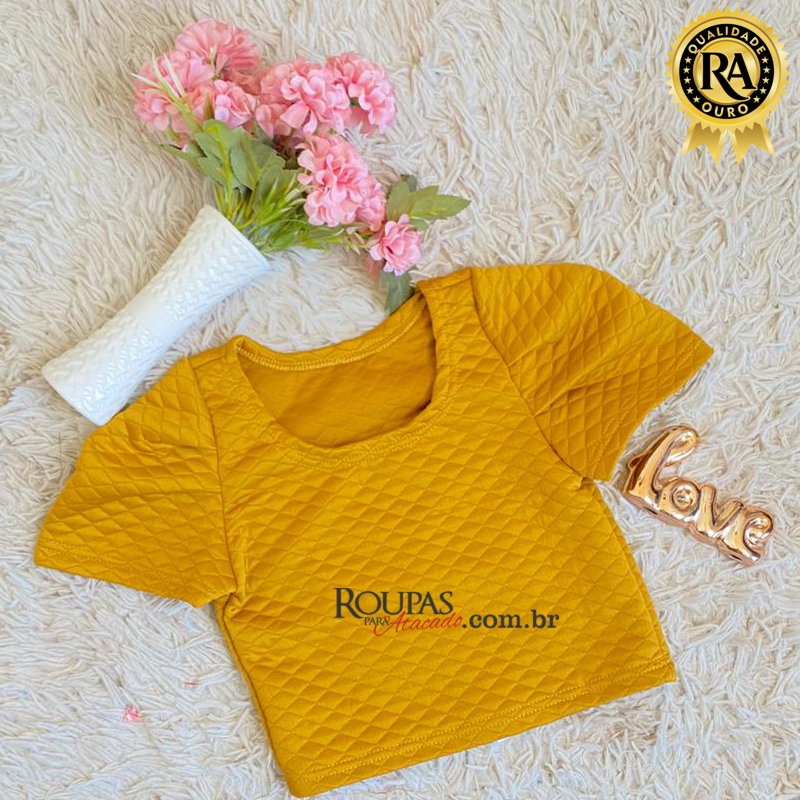 Blusa Cropped Feminina Em Matelassê