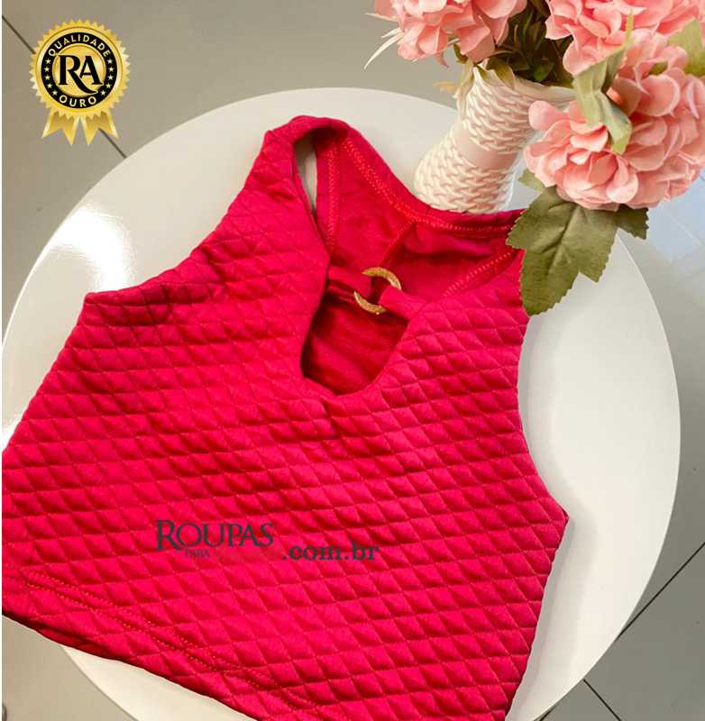 Blusa Cropped Feminina Em Matelassê