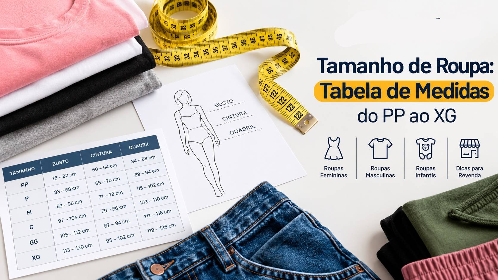 Tamanho de Roupa: Tabela de Medidas do PP ao XG