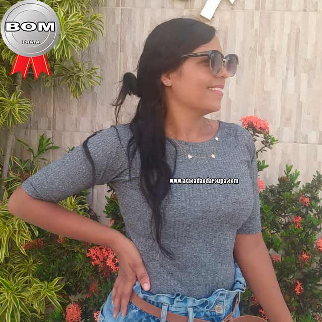 Blusa 3/4 Malha Canelada M
