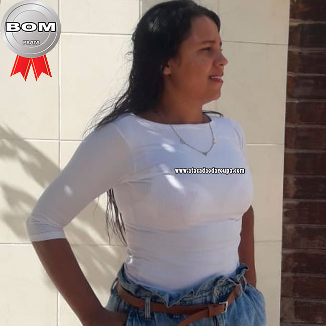 Blusa 3/4 Malha Canelada M