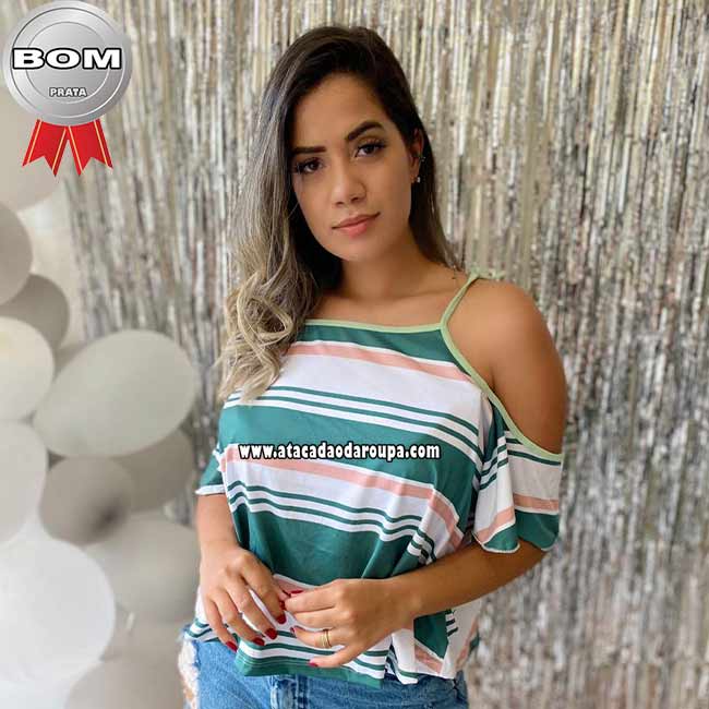 Blusa com Manga Estampada Malha Leila