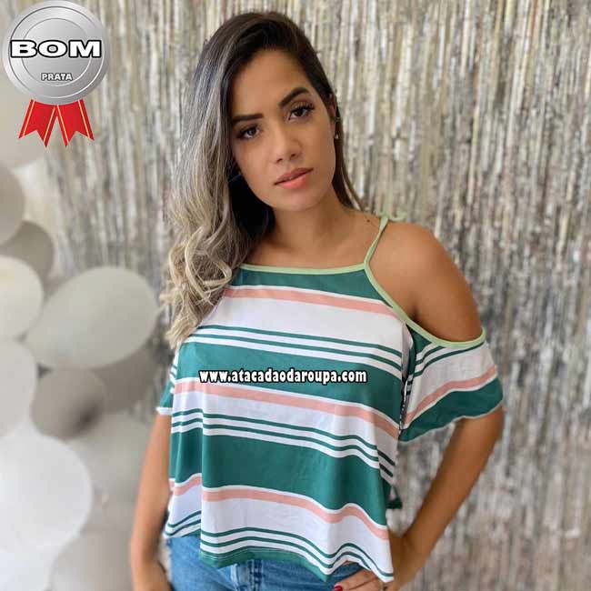 Blusa com Manga Estampada Malha Leila