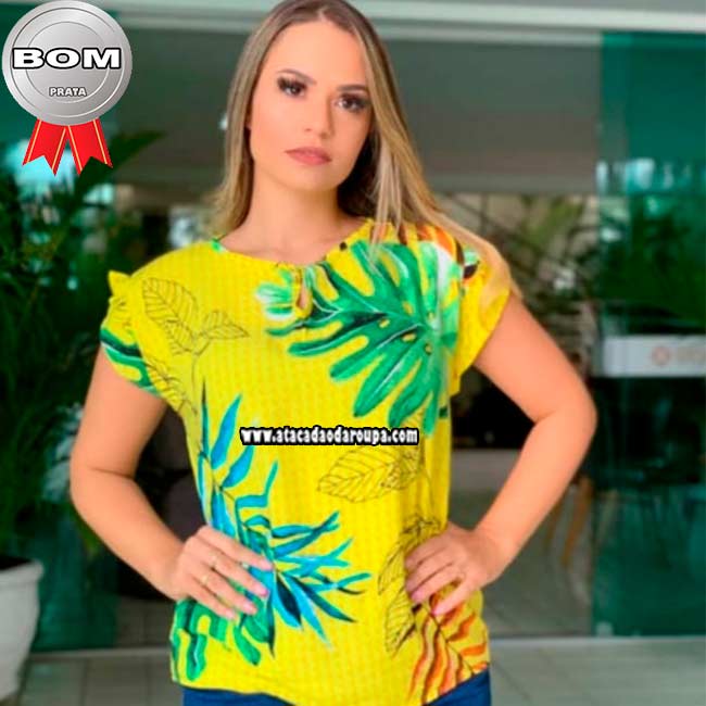 Blusa Crepe Lisa Renda Guipir