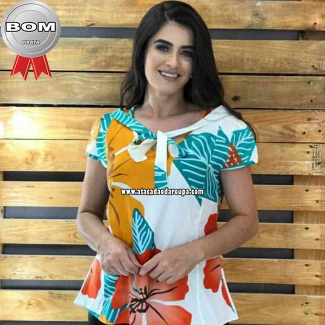 Blusa Crepe Lisa Renda Guipir
