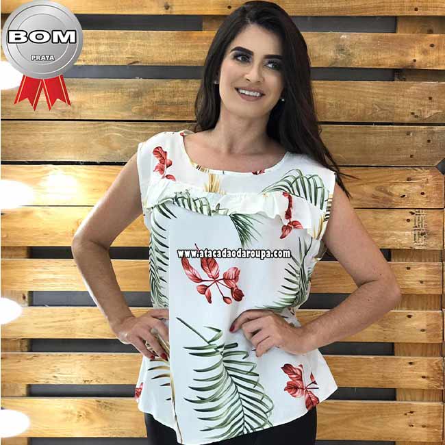 Blusa Crepe Lisa Renda Guipir