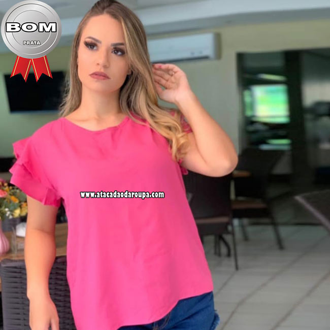 Blusa Crepe Lisa Renda Guipir