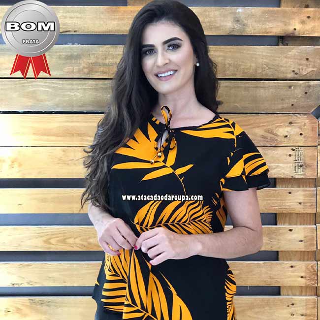 Blusa Crepe Lisa Renda Guipir