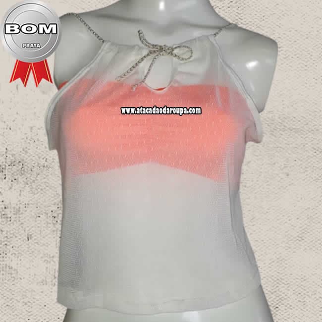 Blusas Cropped malha Tule Lycra M
