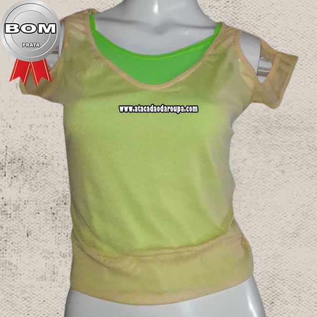 Blusas Cropped malha Tule Lycra M