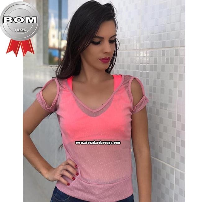 Blusas Cropped malha Tule Lycra M