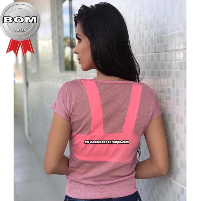 Blusas Cropped malha Tule Lycra M