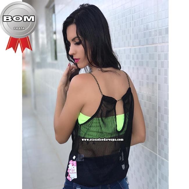 Blusas Cropped malha Tule Lycra M