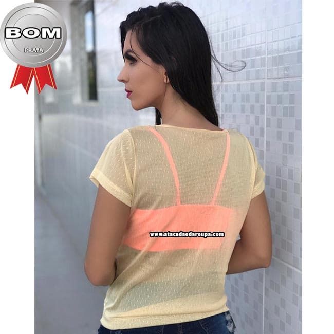 Blusas Cropped malha Tule Lycra M