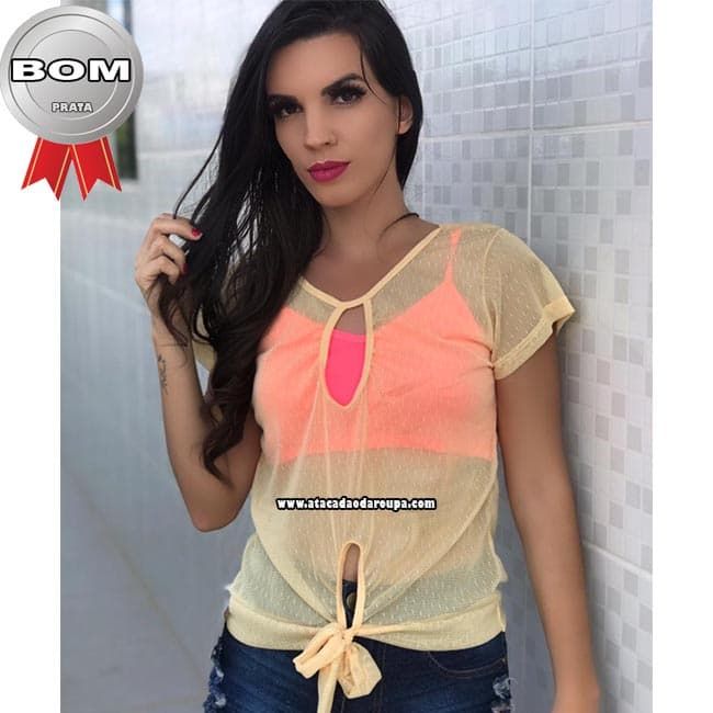 Blusas Cropped malha Tule Lycra M