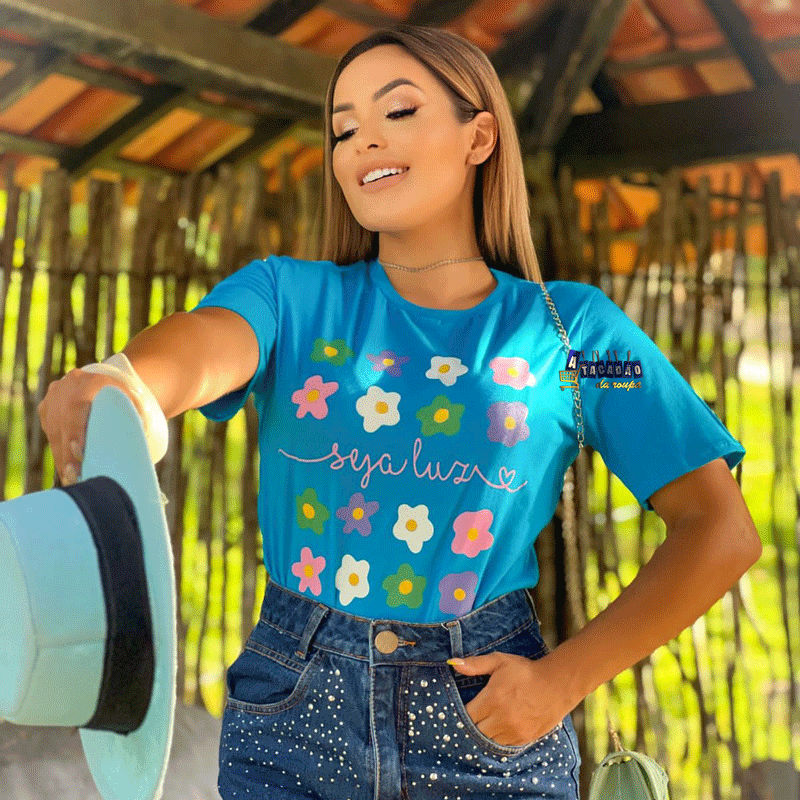 Tshirt Feminina Algodão Estampa Total