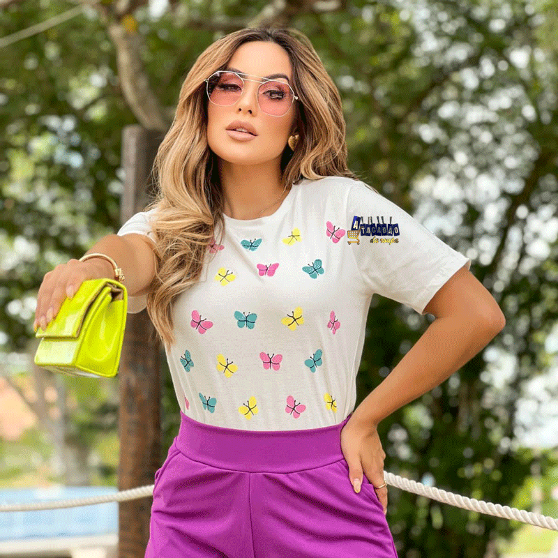 Tshirt Feminina Algodão Estampa Total