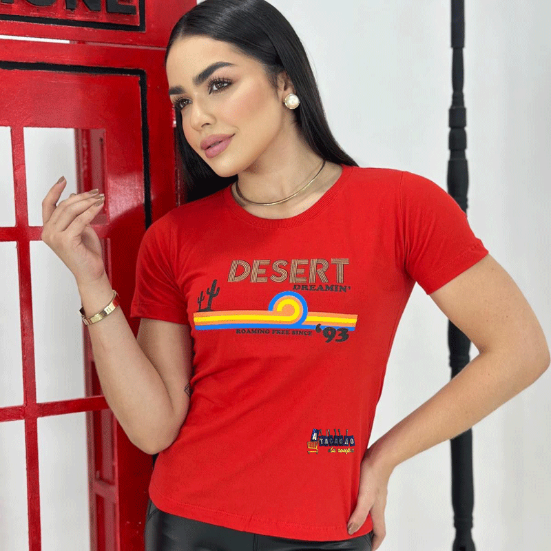 Tshirt Feminina Algodão Estampada