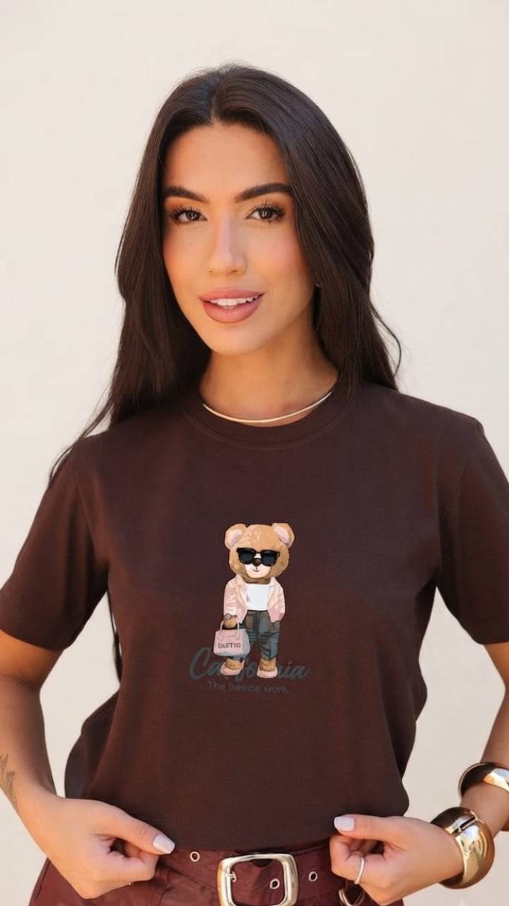 Tshirt Feminina Algodão Urso