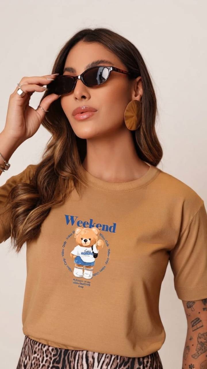 Tshirt Feminina Algodão Urso