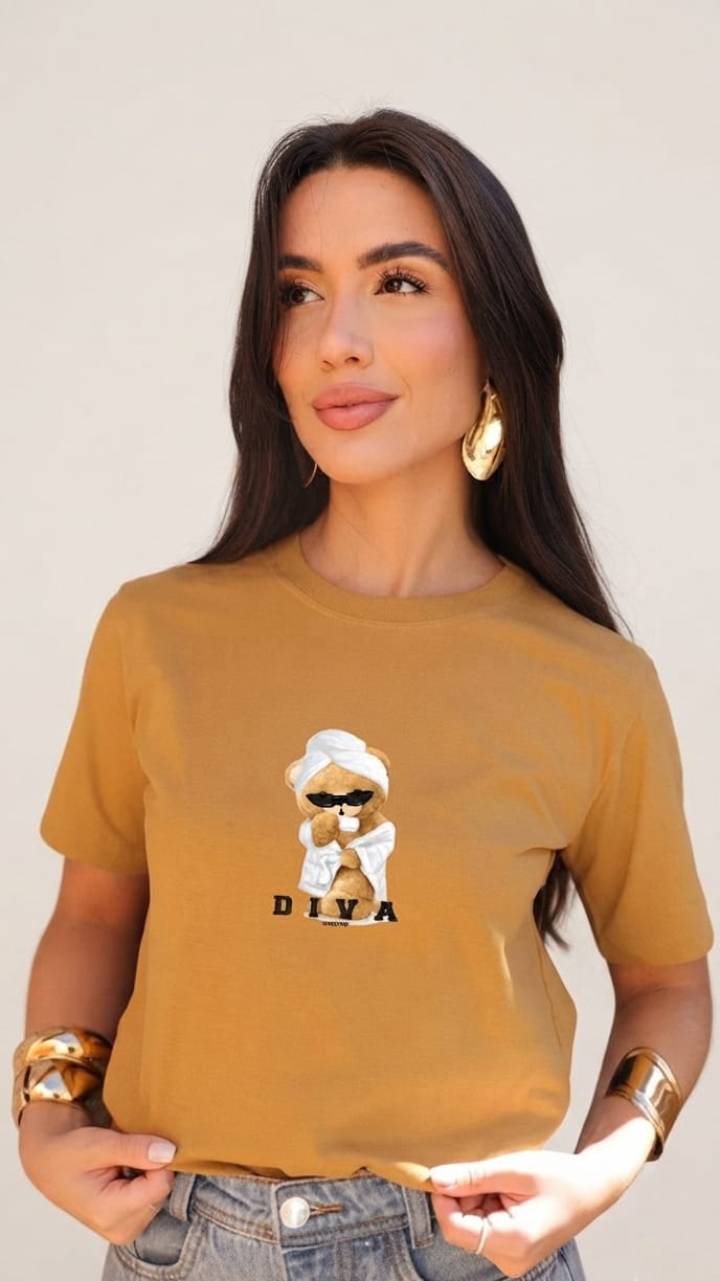 Tshirt Feminina Algodão Urso