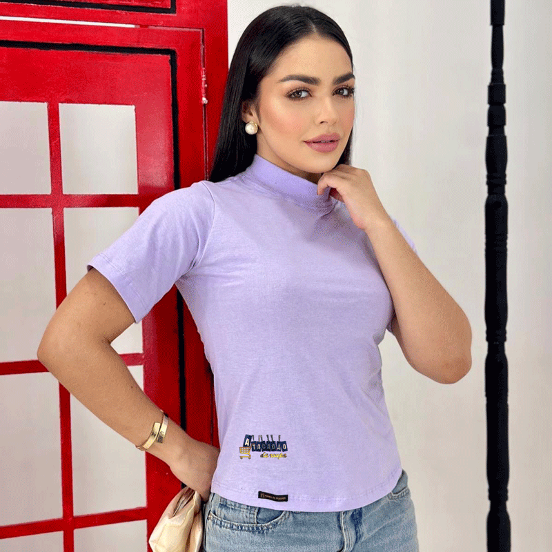 Tshirt Gola Alta Algodão Zra