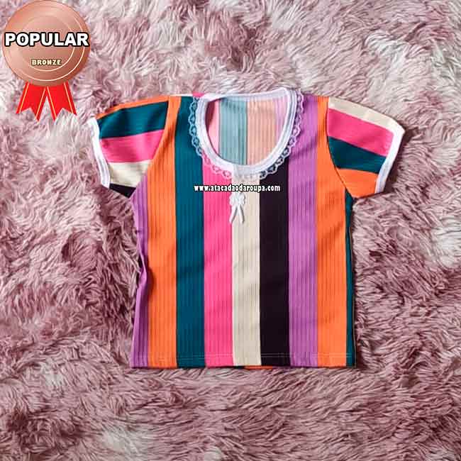 Blusinhas Malha Canelada Infantil 3 a 4 Anos