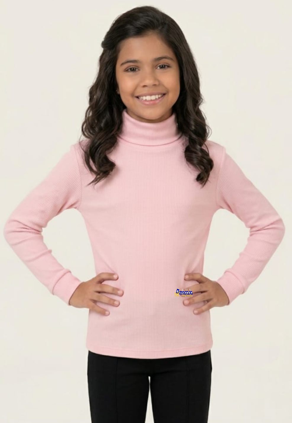 Blusa Juvenil Manga Longa Gola Alta