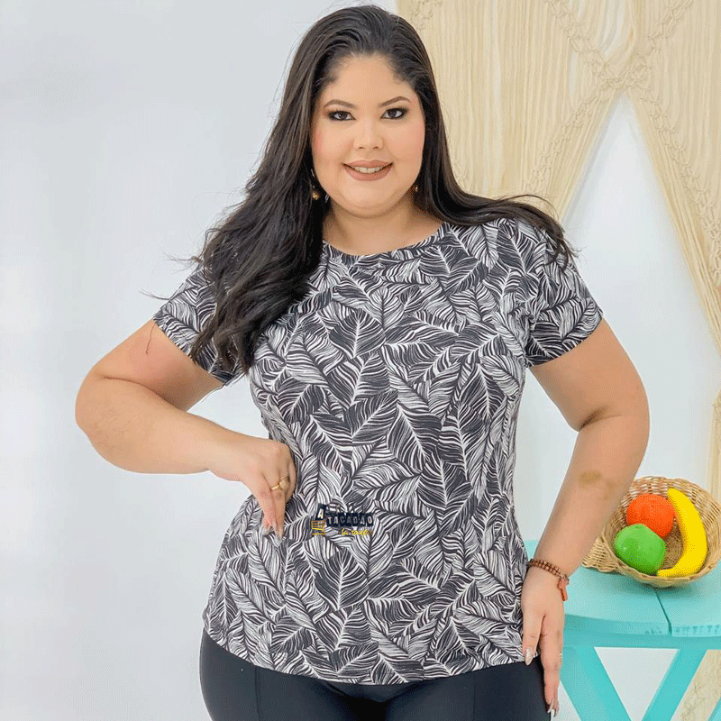 Blusas Crepe Estampada Plus Size