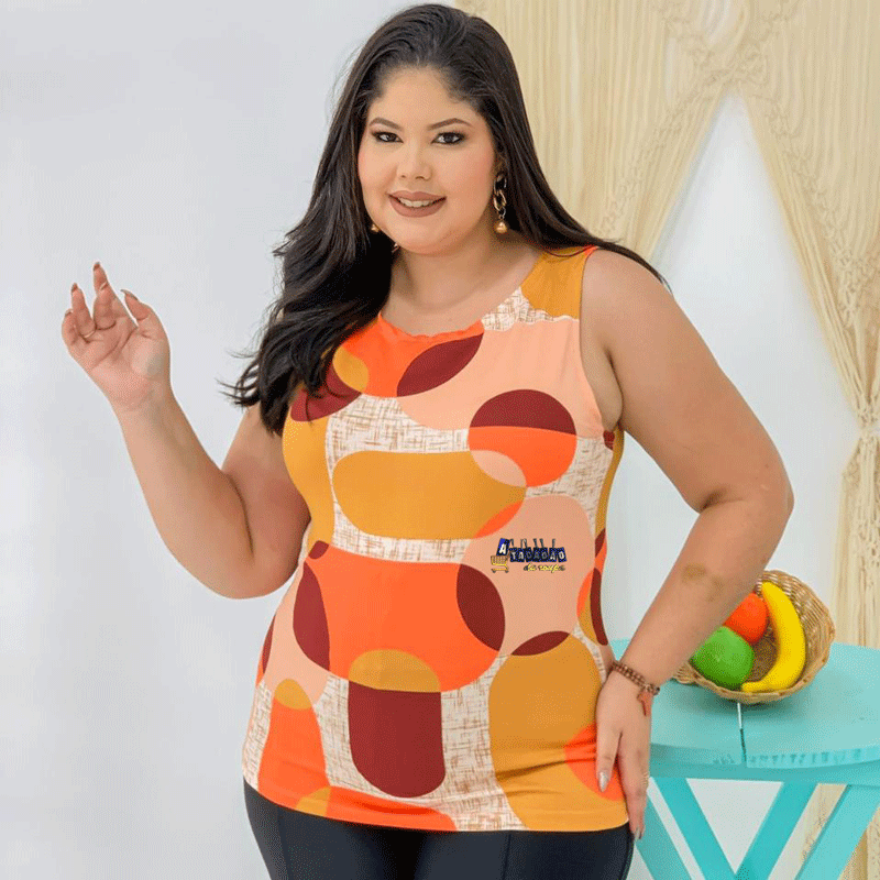Blusas Crepe Estampada Plus Size