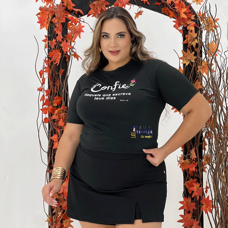 Tshirt Plus Size Em Suede