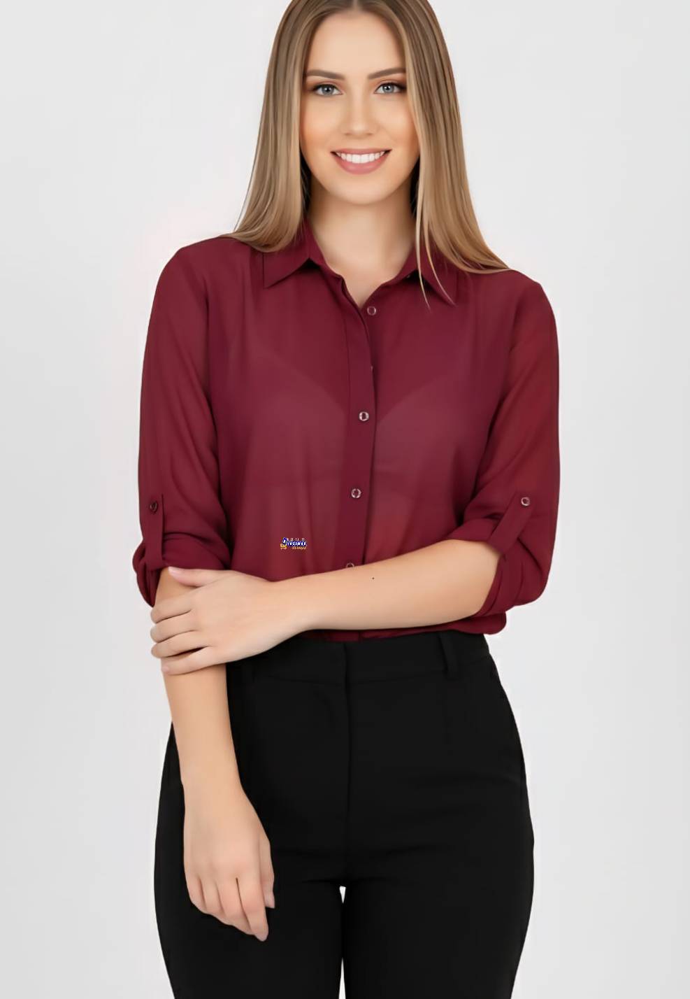 Camisa Feminina Manga 3/4 Transparente