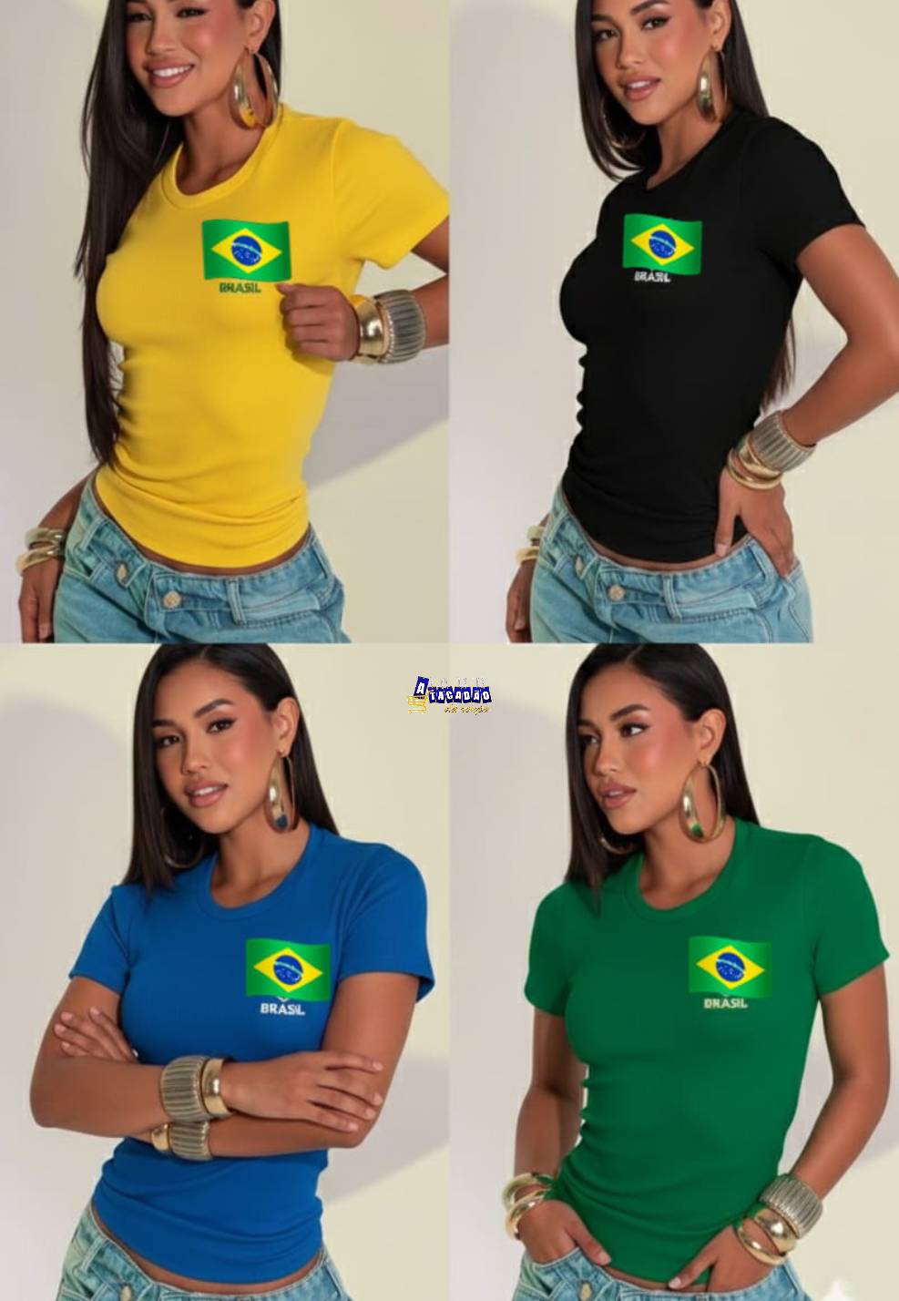 Camisa Brasil Babylook Feminina